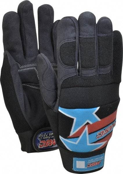 MSC - Size M (8) Amara with Padding Anti-Vibration/Impact Protection Work Gloves - For Mechanic's & Lifting, Uncoated, Hook & Loop Cuff, Full Fingered, Stars & Stripes, Paired - Industrial Tool & Supply