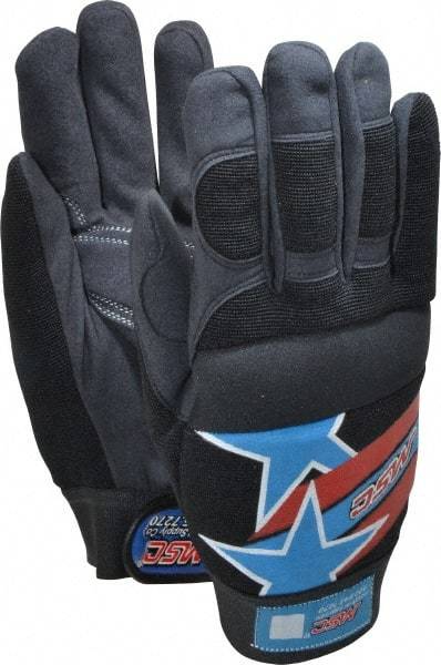 MSC - Size 2XL (11) Amara with Padding Anti-Vibration/Impact Protection Work Gloves - For Mechanic's & Lifting, Uncoated, Hook & Loop Cuff, Full Fingered, Stars & Stripes, Paired - Industrial Tool & Supply