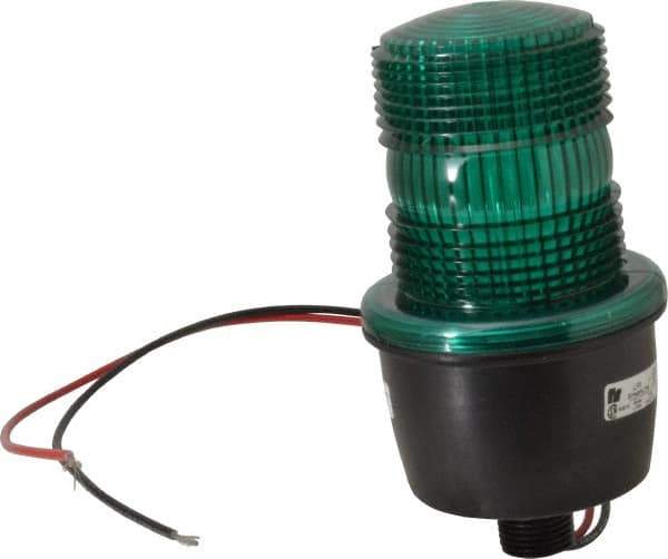 Federal Signal Corp - 12 to 48 VDC, 4X NEMA Rated, Strobe Tube, Green, Low Profile Mini Strobe Light - 65 to 95 Flashes per min, 1/2 Inch Pipe, 3-1/8 Inch Diameter, 5.8 Inch High, IP66 Ingress Rating, Pipe Mount - Industrial Tool & Supply