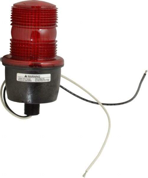 Federal Signal Corp - 120 VAC, 4X NEMA Rated, Strobe Tube, Red, Low Profile Mini Strobe Light - 65 to 95 Flashes per min, 1/2 Inch Pipe, 3-1/8 Inch Diameter, 5.8 Inch High, IP66 Ingress Rating, Pipe Mount - Industrial Tool & Supply