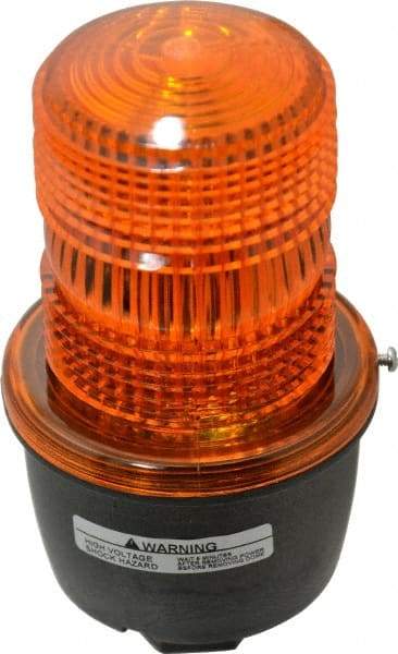 Federal Signal Corp - 120 VAC, 4X NEMA Rated, Strobe Tube, Amber, Low Profile Mini Strobe Light - 65 to 95 Flashes per min, 1/2 Inch Pipe, 3-1/8 Inch Diameter, 5.7 Inch High, IP66 Ingress Rating, Pipe Mount - Industrial Tool & Supply