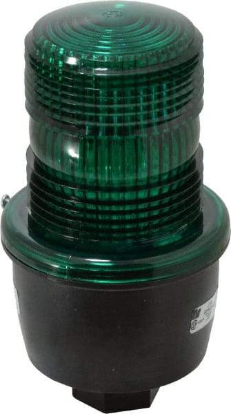 Federal Signal Corp - 120 VAC, 4X NEMA Rated, Strobe Tube, Green, Low Profile Mini Strobe Light - 65 to 95 Flashes per min, 1/2 Inch Pipe, 3-1/8 Inch Diameter, 5.7 Inch High, IP66 Ingress Rating, Pipe Mount - Industrial Tool & Supply