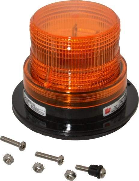 Federal Signal Corp - 12 to 48 VDC, 4X NEMA Rated, Strobe Tube, Amber, Low Profile Mini Strobe Light - 65-95 Flashes per min, 5 Inch Diameter, 3-5/8 Inch High, IP65 Ingress Rating, Surface Mount - Industrial Tool & Supply
