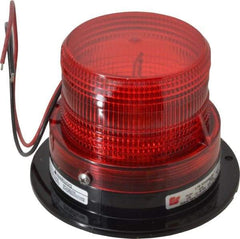 Federal Signal Corp - 12 to 48 VDC, 4X NEMA Rated, Strobe Tube, Red, Low Profile Mini Strobe Light - 65-95 Flashes per min, 5 Inch Diameter, 3-5/8 Inch High, IP65 Ingress Rating, Surface Mount - Industrial Tool & Supply