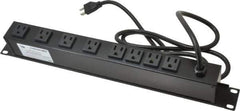 Wiremold - 8 Outlets, 120 Volts, 15 Amps, 6' Cord, Power Outlet Strip - 1 Circuits, Rack Mount, 5-15R NEMA Configuration, 19" Strip, cULus, UL Listed File 1449 - Industrial Tool & Supply