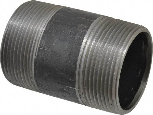 B&K Mueller - Schedule 40, 2-1/2" Diam x 4" Long Steel Black Pipe Nipple - Threaded - Industrial Tool & Supply