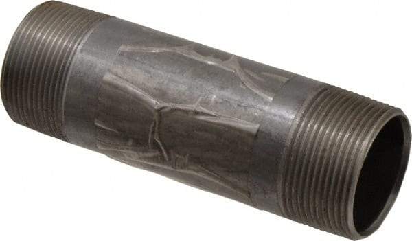 B&K Mueller - Schedule 40, 1-1/2" Diam x 5-1/2" Long Steel Black Pipe Nipple - Threaded - Industrial Tool & Supply