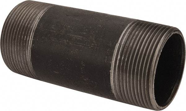 B&K Mueller - Schedule 40, 2-1/2" Diam x 6" Long Steel Black Pipe Nipple - Threaded - Industrial Tool & Supply