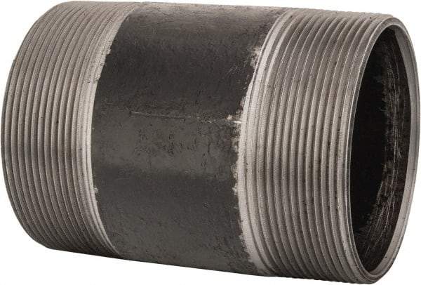 B&K Mueller - Schedule 40, 4" Diam x 6" Long Steel Black Pipe Nipple - Threaded - Industrial Tool & Supply