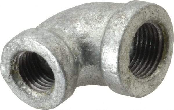 B&K Mueller - Class 150, 3/8 x 1/4" Galvanized Pipe 90° Reducing Elbow - Threaded, Malleable Iron - Industrial Tool & Supply