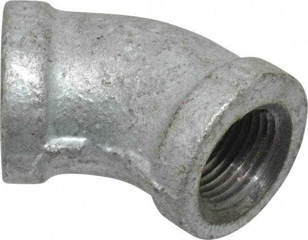 B&K Mueller - Class 150, 3/8" Galvanized Pipe 45° Elbow - Threaded, Malleable Iron - Industrial Tool & Supply