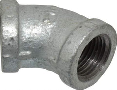 B&K Mueller - Class 150, 1/2" Galvanized Pipe 45° Elbow - Threaded, Malleable Iron - Industrial Tool & Supply