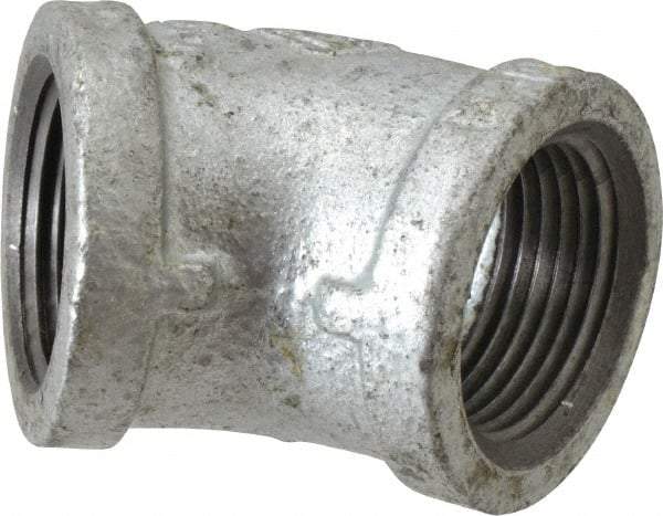B&K Mueller - Class 150, 1" Galvanized Pipe 45° Elbow - Threaded, Malleable Iron - Industrial Tool & Supply