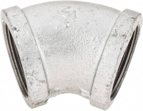 B&K Mueller - Class 150, 1-1/2" Galvanized Pipe 45° Elbow - Threaded, Malleable Iron - Industrial Tool & Supply