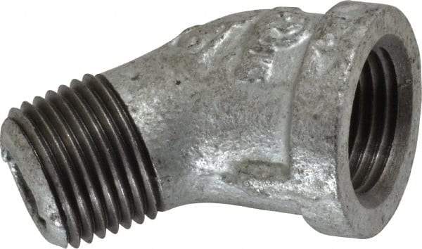 B&K Mueller - Class 150, 1/2" Galvanized Pipe 45° Street Elbow - Threaded, Malleable Iron - Industrial Tool & Supply