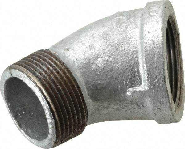 B&K Mueller - Class 150, 1-1/4" Galvanized Pipe 45° Street Elbow - Threaded, Malleable Iron - Industrial Tool & Supply