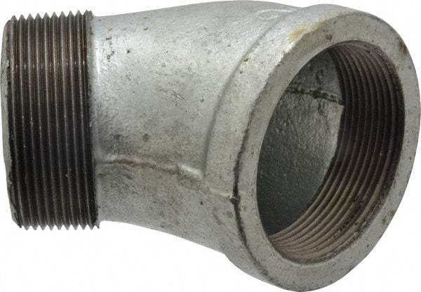 B&K Mueller - Class 150, 2" Galvanized Pipe 45° Street Elbow - Threaded, Malleable Iron - Industrial Tool & Supply