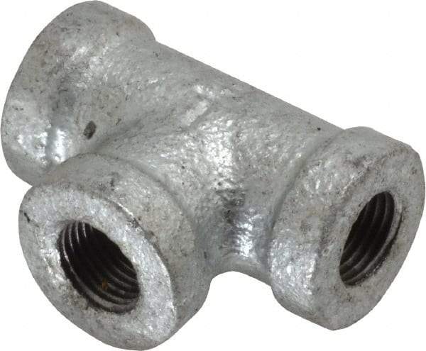 B&K Mueller - Class 150, 1/8" Galvanized Pipe Tee - Threaded, Malleable Iron - Industrial Tool & Supply