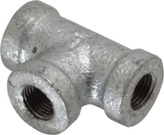 B&K Mueller - Class 150, 1/8" Galvanized Pipe Tee - Threaded, Malleable Iron - Industrial Tool & Supply