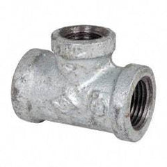 B&K Mueller - Class 150, 1/2 x 3/8" Galvanized Pipe Reducing Tee - Threaded, Malleable Iron - Industrial Tool & Supply