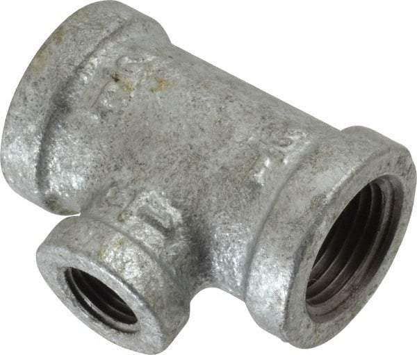 B&K Mueller - Class 150, 1/2 x 1/4" Galvanized Pipe Reducing Tee - Threaded, Malleable Iron - Industrial Tool & Supply