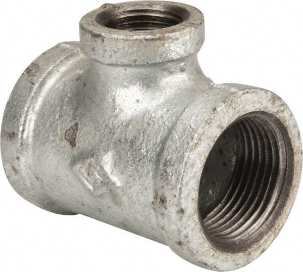 B&K Mueller - Class 150, 1 x 1/2" Galvanized Pipe Reducing Tee - Threaded, Malleable Iron - Industrial Tool & Supply