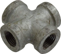 B&K Mueller - Class 150, 1/4" Galvanized Pipe Cross - Threaded, Malleable Iron - Industrial Tool & Supply