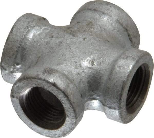 B&K Mueller - Class 150, 3/8" Galvanized Pipe Cross - Threaded, Malleable Iron - Industrial Tool & Supply