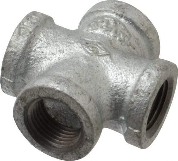 B&K Mueller - Class 150, 1/2" Galvanized Pipe Cross - Threaded, Malleable Iron - Industrial Tool & Supply