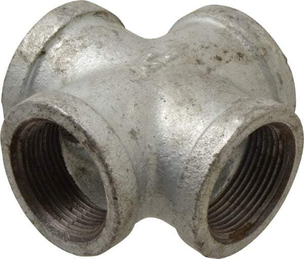 B&K Mueller - Class 150, 1-1/4" Galvanized Pipe Cross - Threaded, Malleable Iron - Industrial Tool & Supply