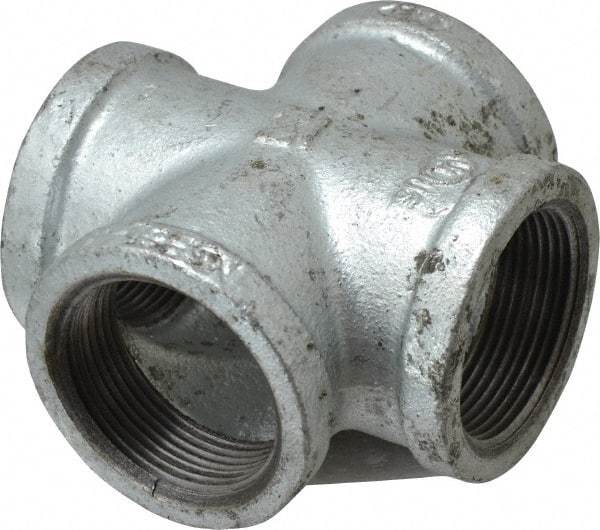B&K Mueller - Class 150, 1-1/2" Galvanized Pipe Cross - Threaded, Malleable Iron - Industrial Tool & Supply