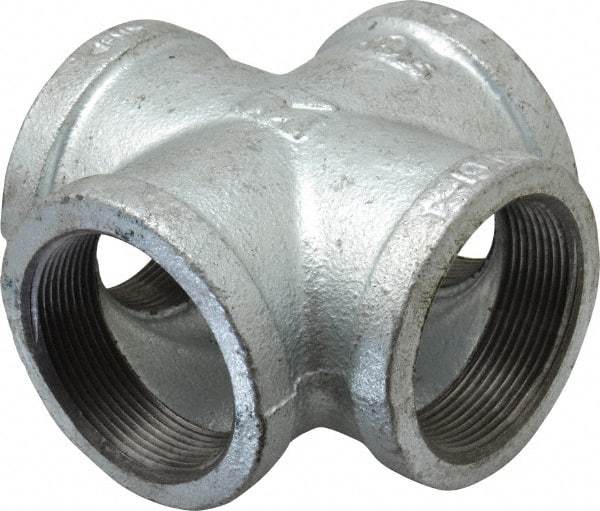 B&K Mueller - Class 150, 2" Galvanized Pipe Cross - Threaded, Malleable Iron - Industrial Tool & Supply
