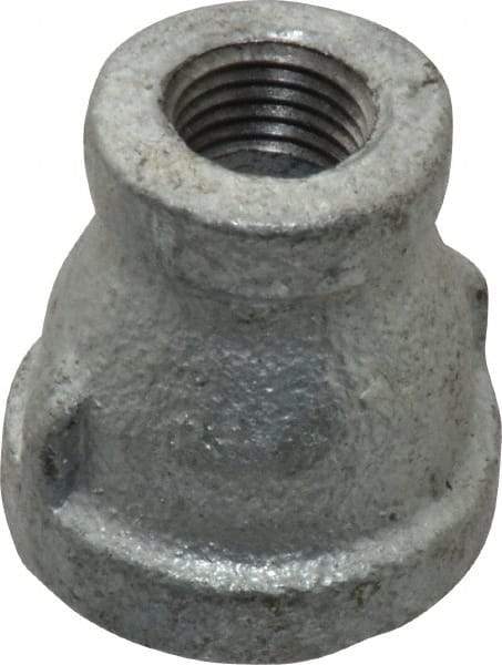 B&K Mueller - Class 150, 1/2 x 1/4" Galvanized Pipe Reducing Coupling - Threaded, Malleable Iron - Industrial Tool & Supply