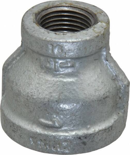 B&K Mueller - Class 150, 1 x 1/2" Galvanized Pipe Reducing Coupling - Threaded, Malleable Iron - Industrial Tool & Supply