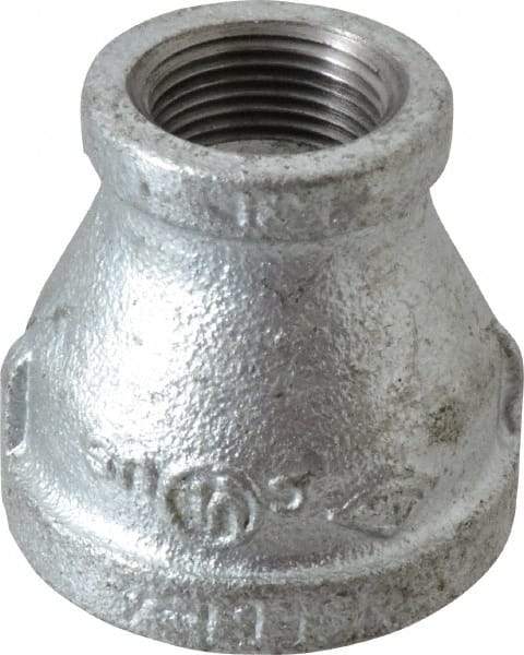 B&K Mueller - Class 150, 1-1/4 x 3/4" Galvanized Pipe Reducing Coupling - Threaded, Malleable Iron - Industrial Tool & Supply