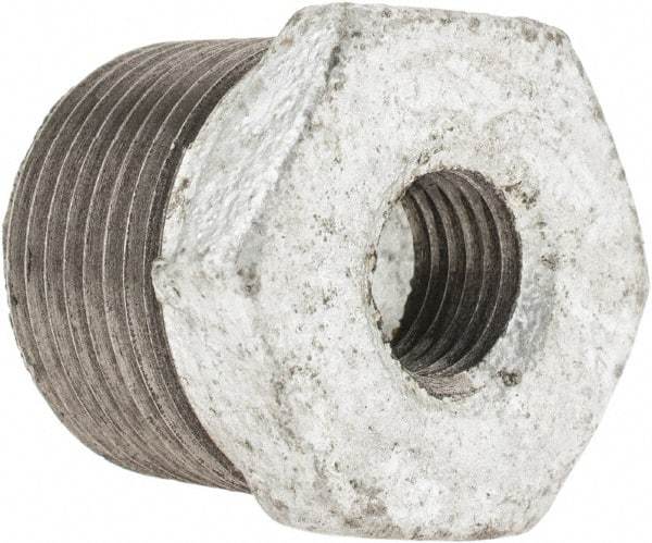 B&K Mueller - Class 150, 3/4 x 1/4" Galvanized Pipe Hex Bushing - Threaded, Malleable Iron - Industrial Tool & Supply