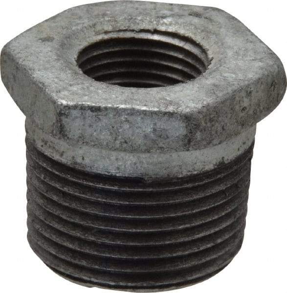 B&K Mueller - Class 150, 3/4 x 3/8" Galvanized Pipe Hex Bushing - Threaded, Malleable Iron - Industrial Tool & Supply