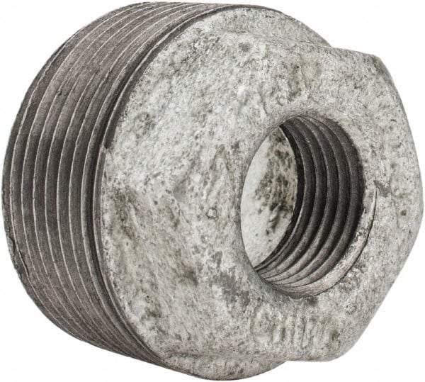 B&K Mueller - Class 150, 1-1/4 x 1/2" Galvanized Pipe Hex Bushing - Threaded, Malleable Iron - Industrial Tool & Supply