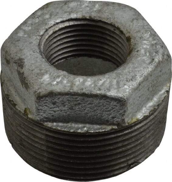 B&K Mueller - Class 150, 1-1/2 x 3/4" Galvanized Pipe Hex Bushing - Threaded, Malleable Iron - Industrial Tool & Supply