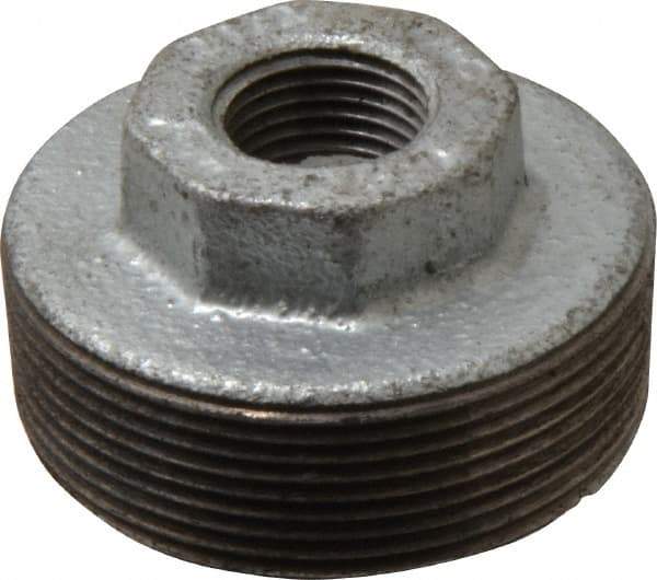 B&K Mueller - Class 150, 2 x 1/2" Galvanized Pipe Hex Bushing - Threaded, Malleable Iron - Industrial Tool & Supply