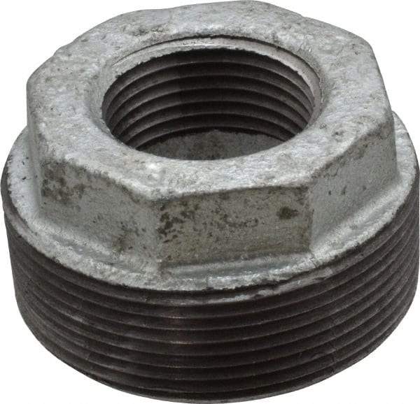 B&K Mueller - Class 150, 2 x 1" Galvanized Pipe Hex Bushing - Threaded, Malleable Iron - Industrial Tool & Supply