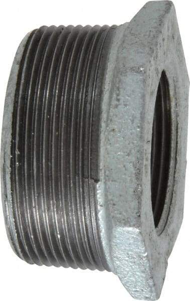 B&K Mueller - Class 150, 2 x 1-1/4" Galvanized Pipe Hex Bushing - Threaded, Malleable Iron - Industrial Tool & Supply