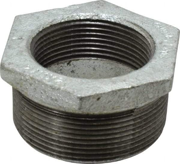 B&K Mueller - Class 150, 2 x 1-1/2" Galvanized Pipe Hex Bushing - Threaded, Malleable Iron - Industrial Tool & Supply
