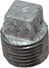 B&K Mueller - Class 150, 1/2" Galvanized Pipe Square Plug - Threaded, Malleable Iron - Industrial Tool & Supply