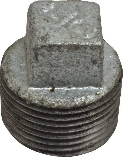 B&K Mueller - Class 150, 3/4" Galvanized Pipe Square Plug - Threaded, Malleable Iron - Industrial Tool & Supply