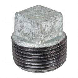 B&K Mueller - Class 150, 1" Galvanized Pipe Square Plug - Threaded, Malleable Iron - Industrial Tool & Supply