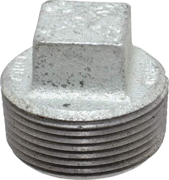 B&K Mueller - Class 150, 1-1/4" Galvanized Pipe Square Plug - Threaded, Malleable Iron - Industrial Tool & Supply