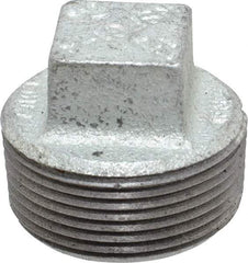 B&K Mueller - Class 150, 1-1/4" Galvanized Pipe Square Plug - Threaded, Malleable Iron - Industrial Tool & Supply