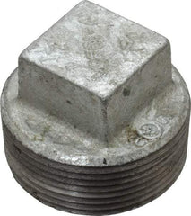 B&K Mueller - Class 150, 1-1/2" Galvanized Pipe Square Plug - Threaded, Malleable Iron - Industrial Tool & Supply