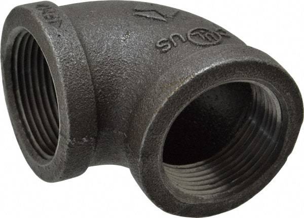 Value Collection - Size 1-1/4", Class 150, Malleable Iron Black Pipe 90° Elbow - 150 psi, Threaded End Connection - Industrial Tool & Supply